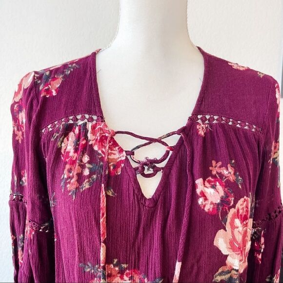 🍋 Gibson Latimer • Long Sleeve Flowered Boho Top - Picture 2 of 9